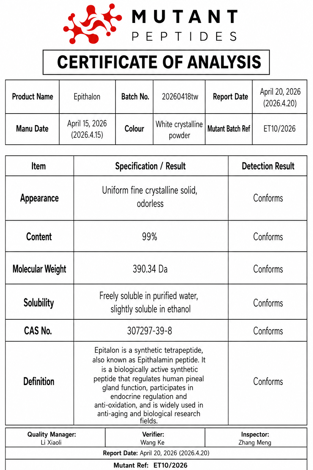 Epithalon 10mg